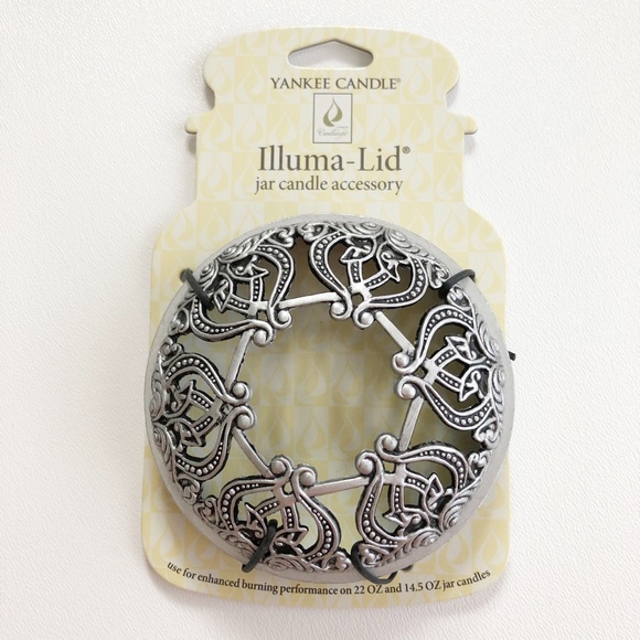 Yankee Candle Illuma Lid Jar Candle Accessory Everyday Metal Silver Scroll NEW